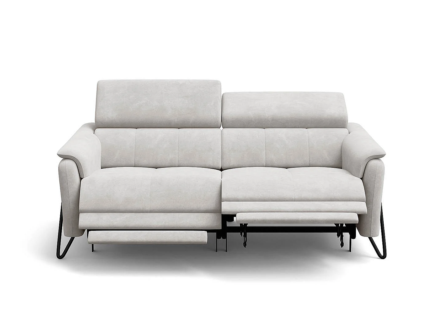 Relaxsofa 3-Sitzer RODEN, mit 2 Relax, creme Veloursstoff