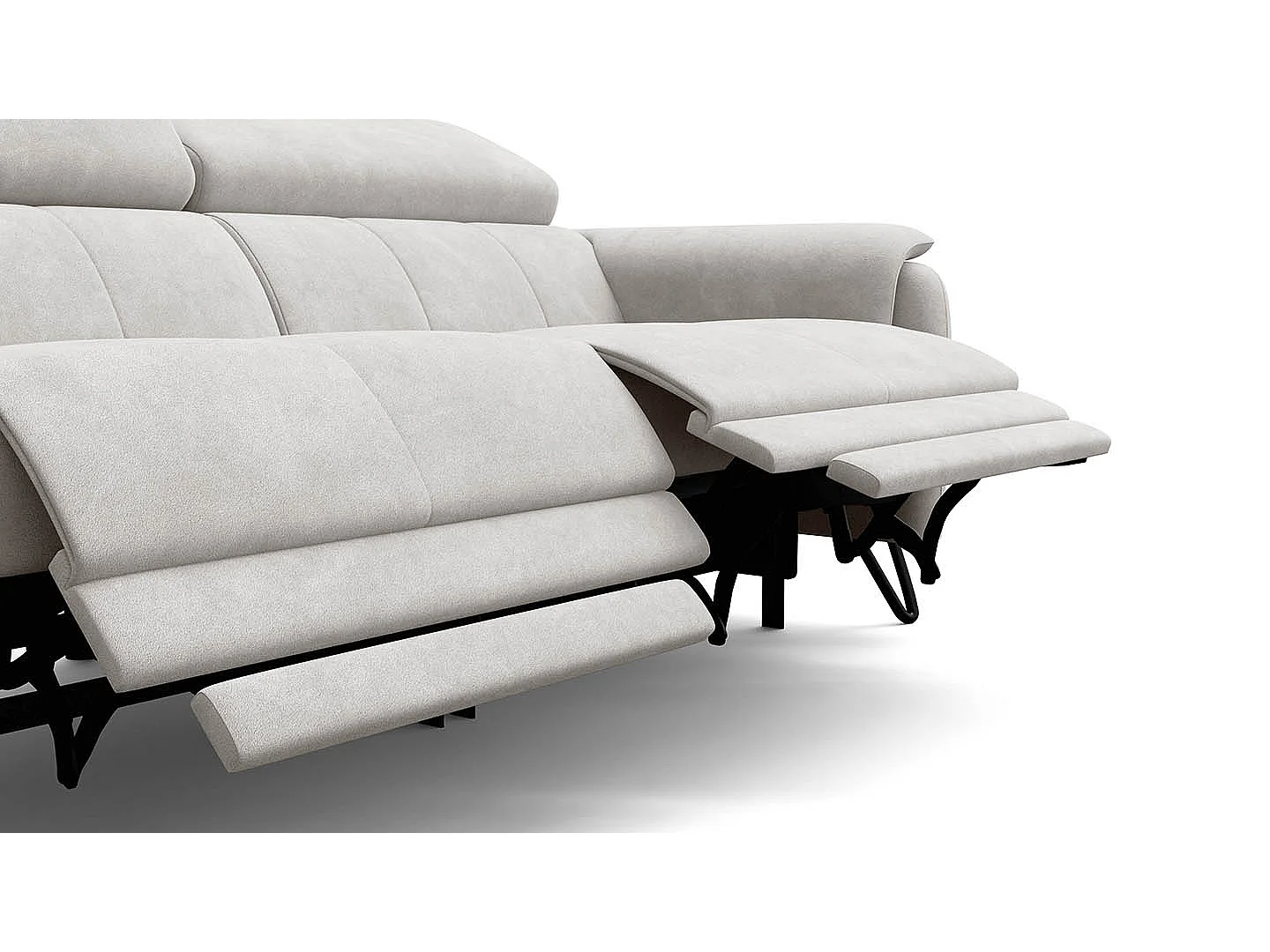 Relaxsofa 3-Sitzer RODEN, mit 2 Relax, creme Veloursstoff