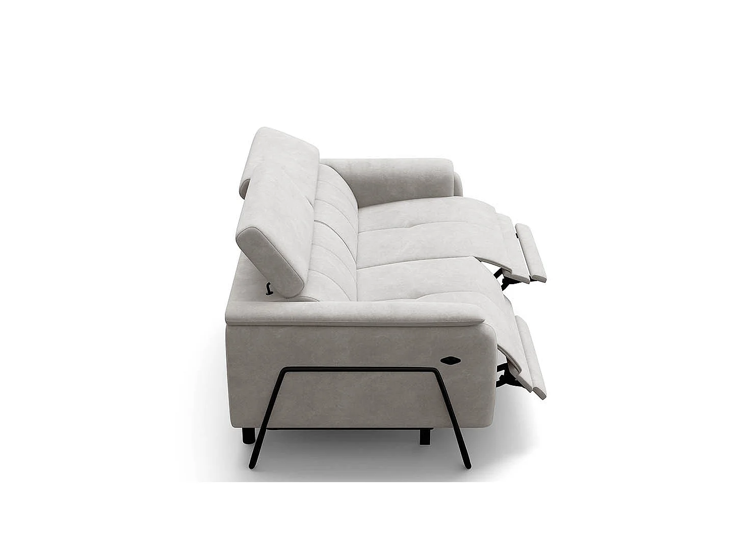 Relaxsofa 3-Sitzer RODEN, mit 2 Relax, creme Veloursstoff
