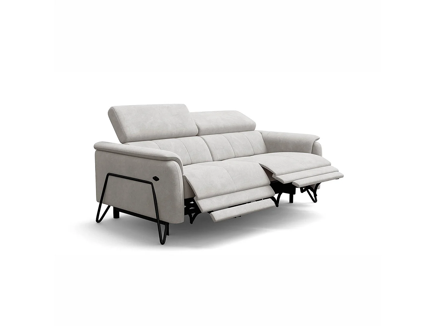 Relaxsofa 3-Sitzer RODEN, mit 2 Relax, creme Veloursstoff