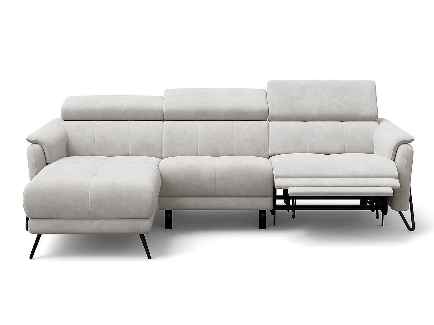 Ecksofa 4-Sitzer mit Relax RODEN, creme Veloursstoff