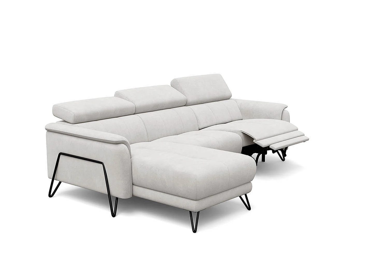Ecksofa 4-Sitzer mit Relax RODEN, creme Veloursstoff