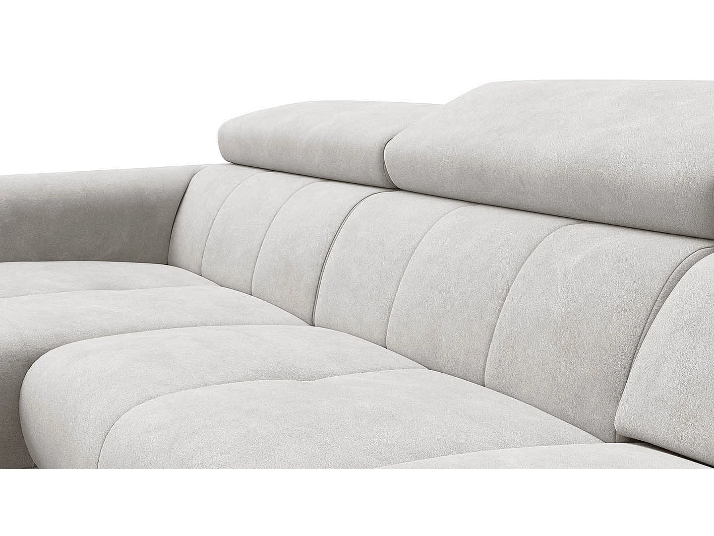 Ecksofa 4-Sitzer mit Relax RODEN, creme Veloursstoff