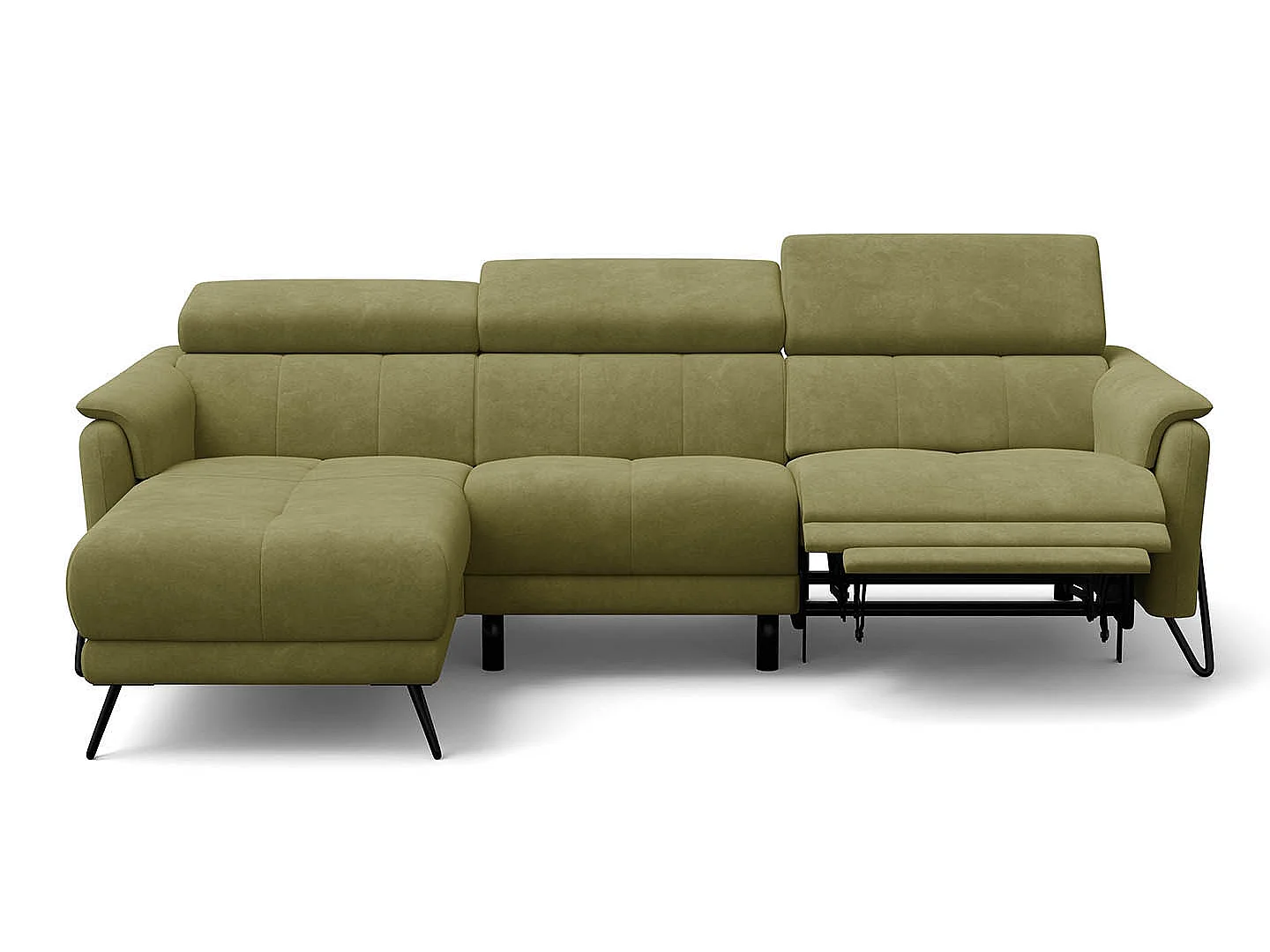 Ecksofa 4-Sitzer mit Relax RODEN, olive Veloursstoff