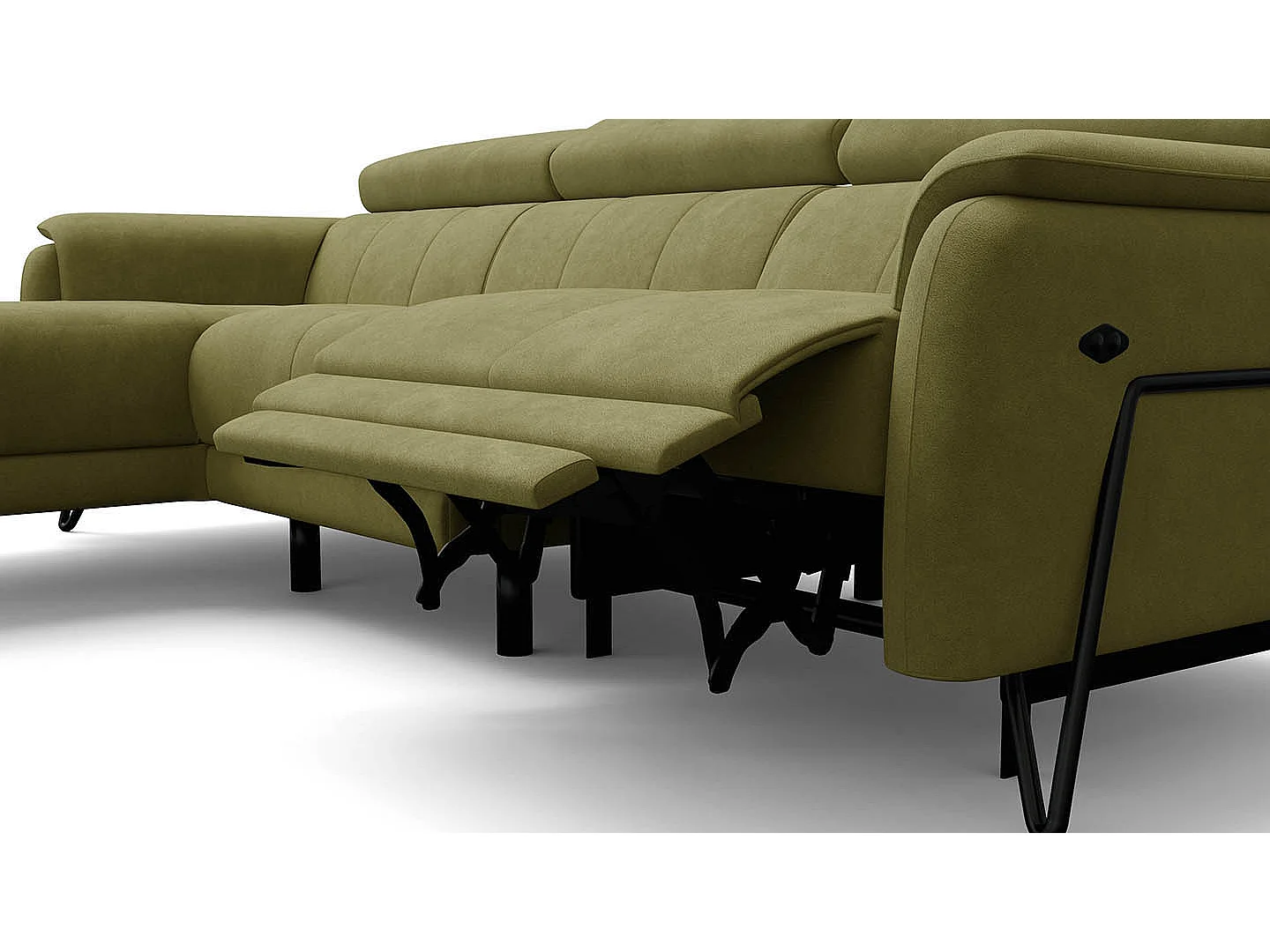 Ecksofa 4-Sitzer mit Relax RODEN, olive Veloursstoff
