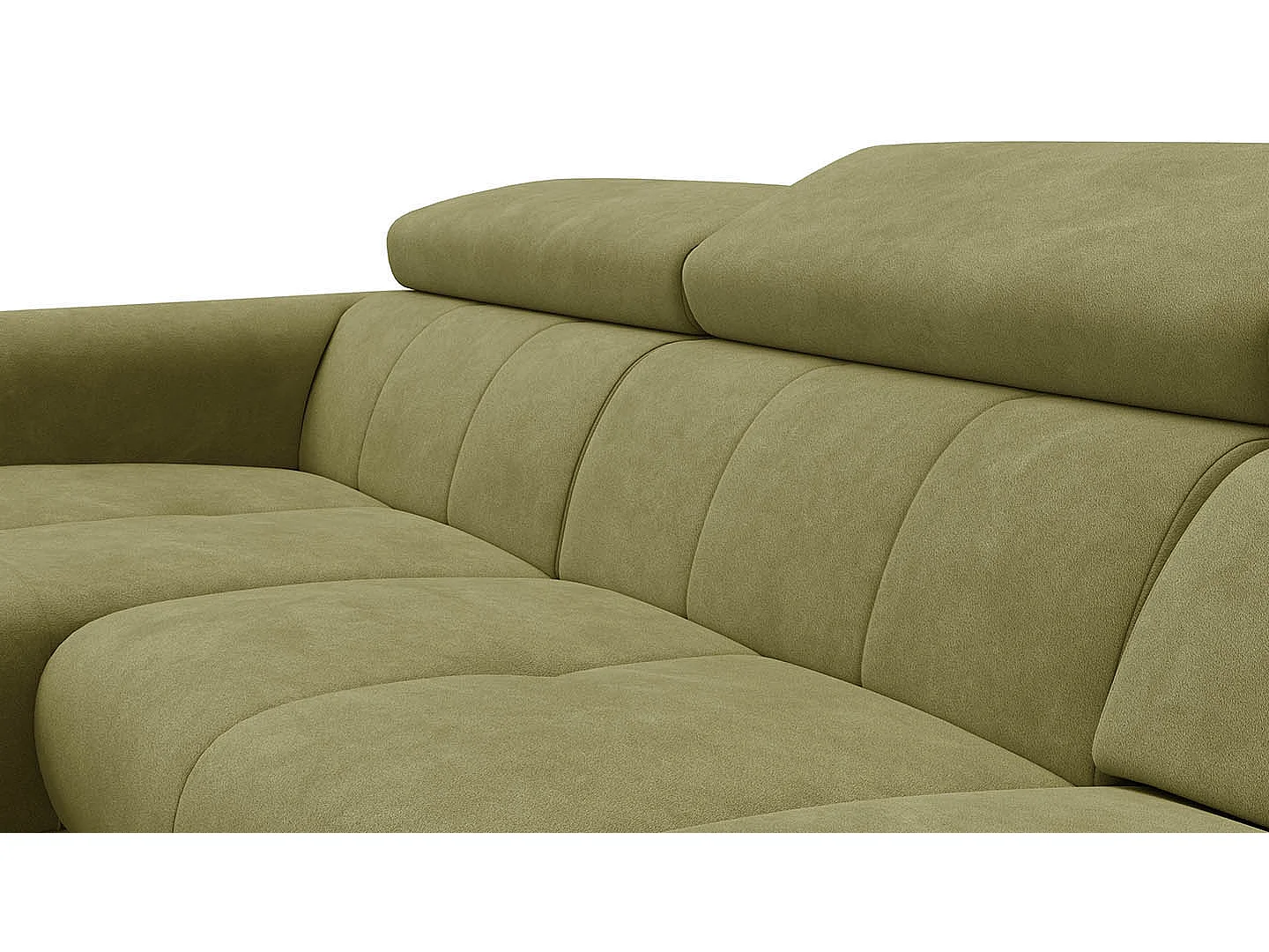 Ecksofa 4-Sitzer mit Relax RODEN, olive Veloursstoff