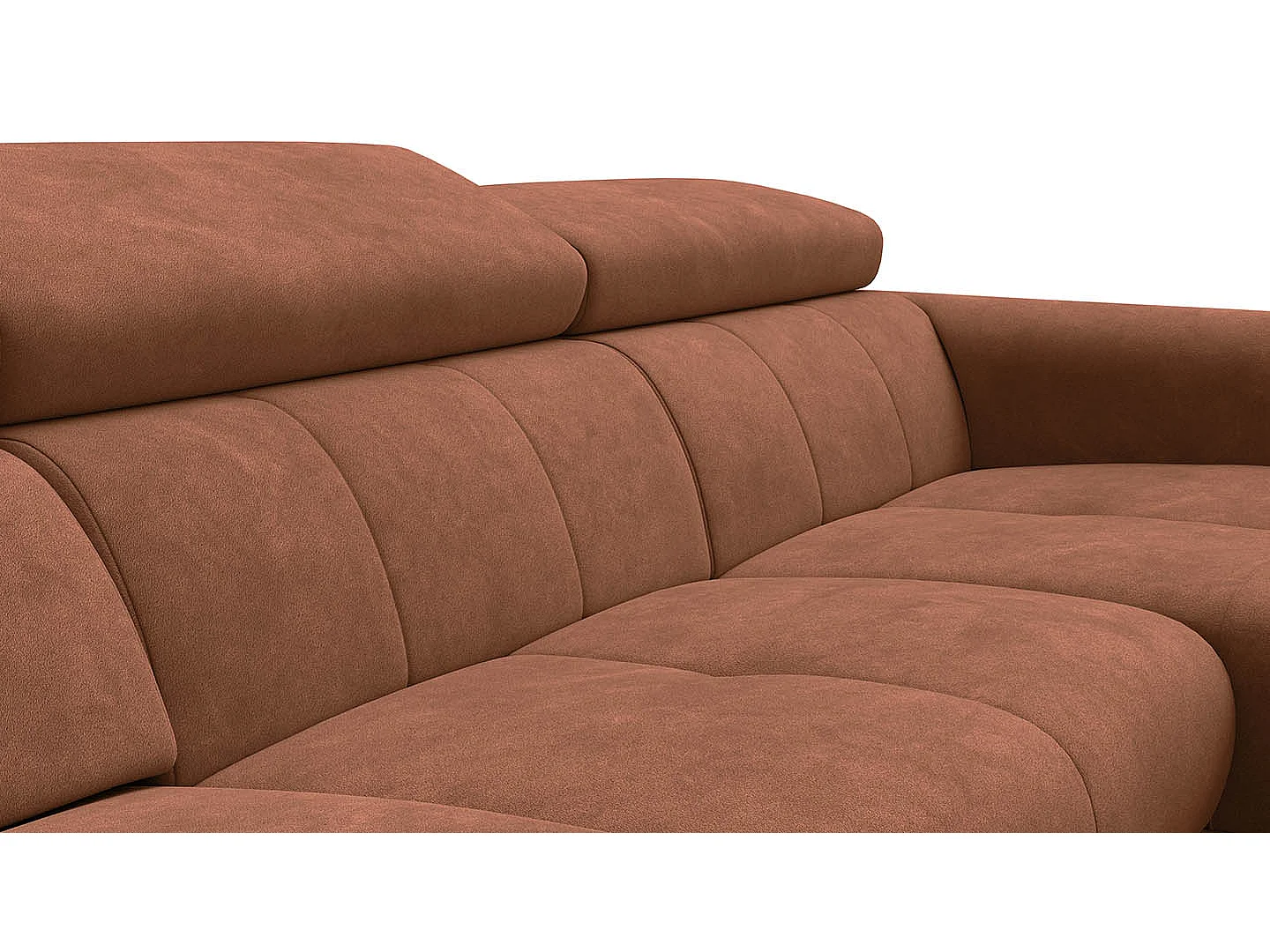 Ecksofa 4-Sitzer mit Relax RODEN, braun Veloursstoff