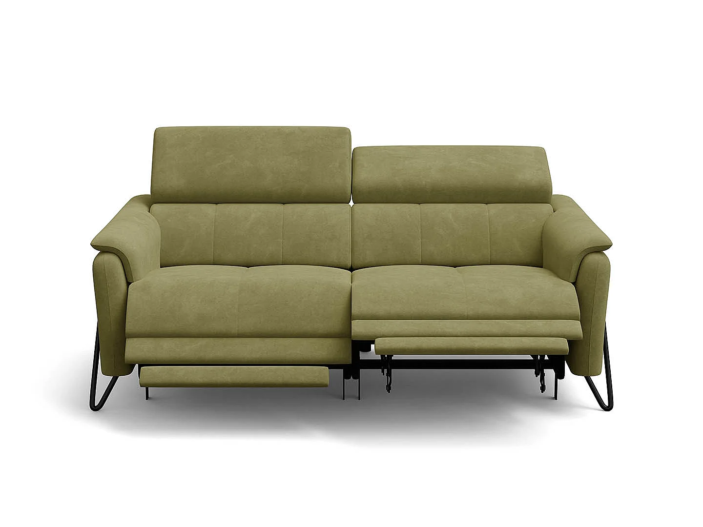 Relaxsofa 3-Sitzer RODEN, mit 2 Relax, olive Veloursstoff
