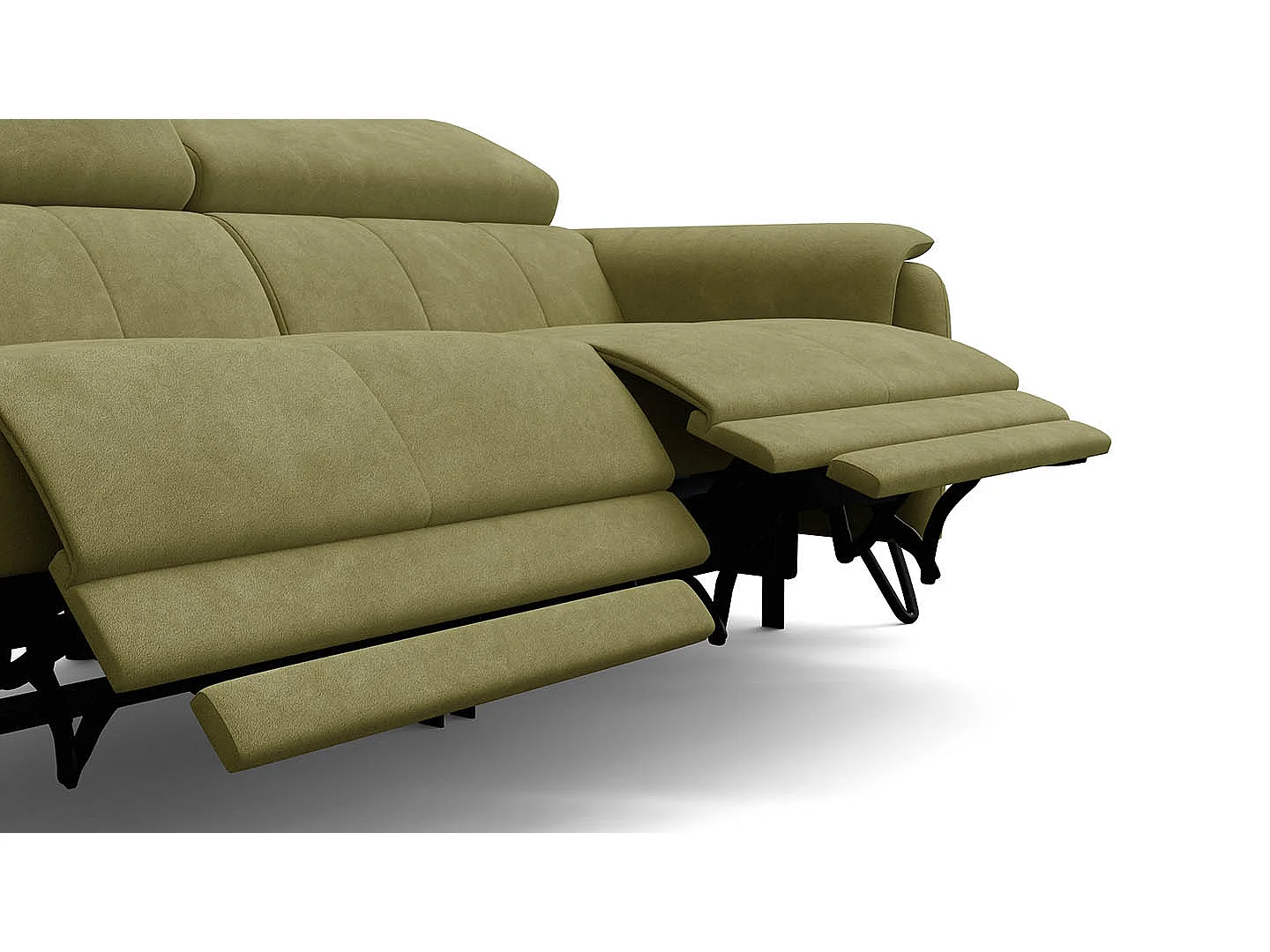 Relaxsofa 3-Sitzer RODEN, mit 2 Relax, olive Veloursstoff