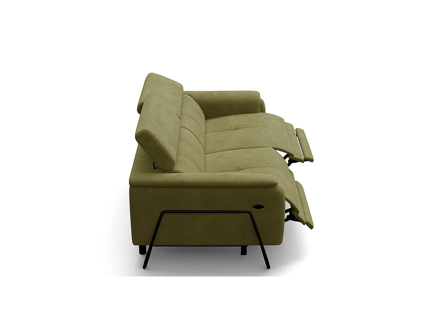 Relaxsofa 3-Sitzer RODEN, mit 2 Relax, olive Veloursstoff