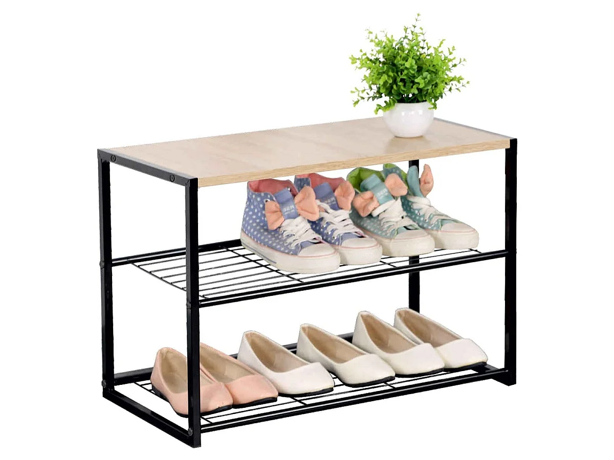 Étagère à chaussures 3 niveaux L63 cm - LEXIE