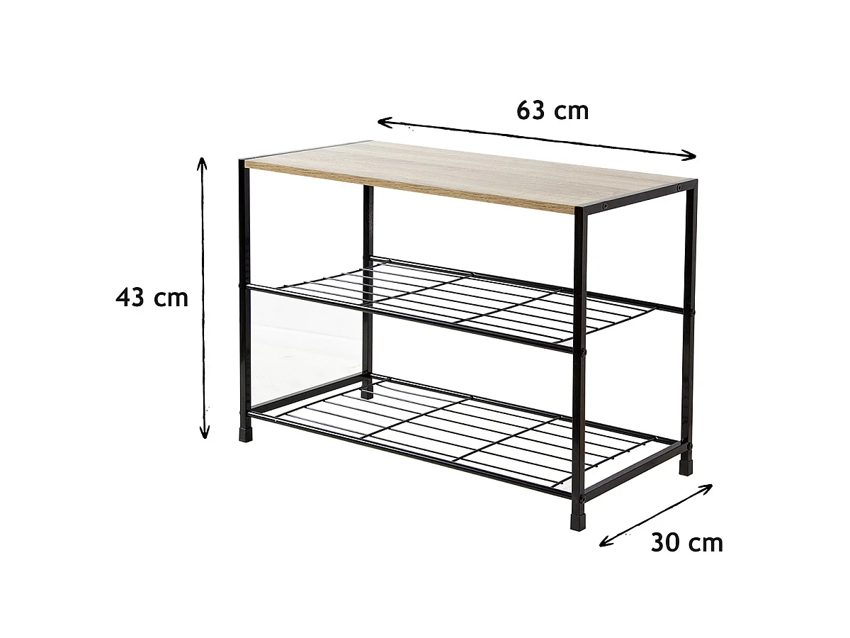Étagère à chaussures 3 niveaux L63 cm - LEXIE