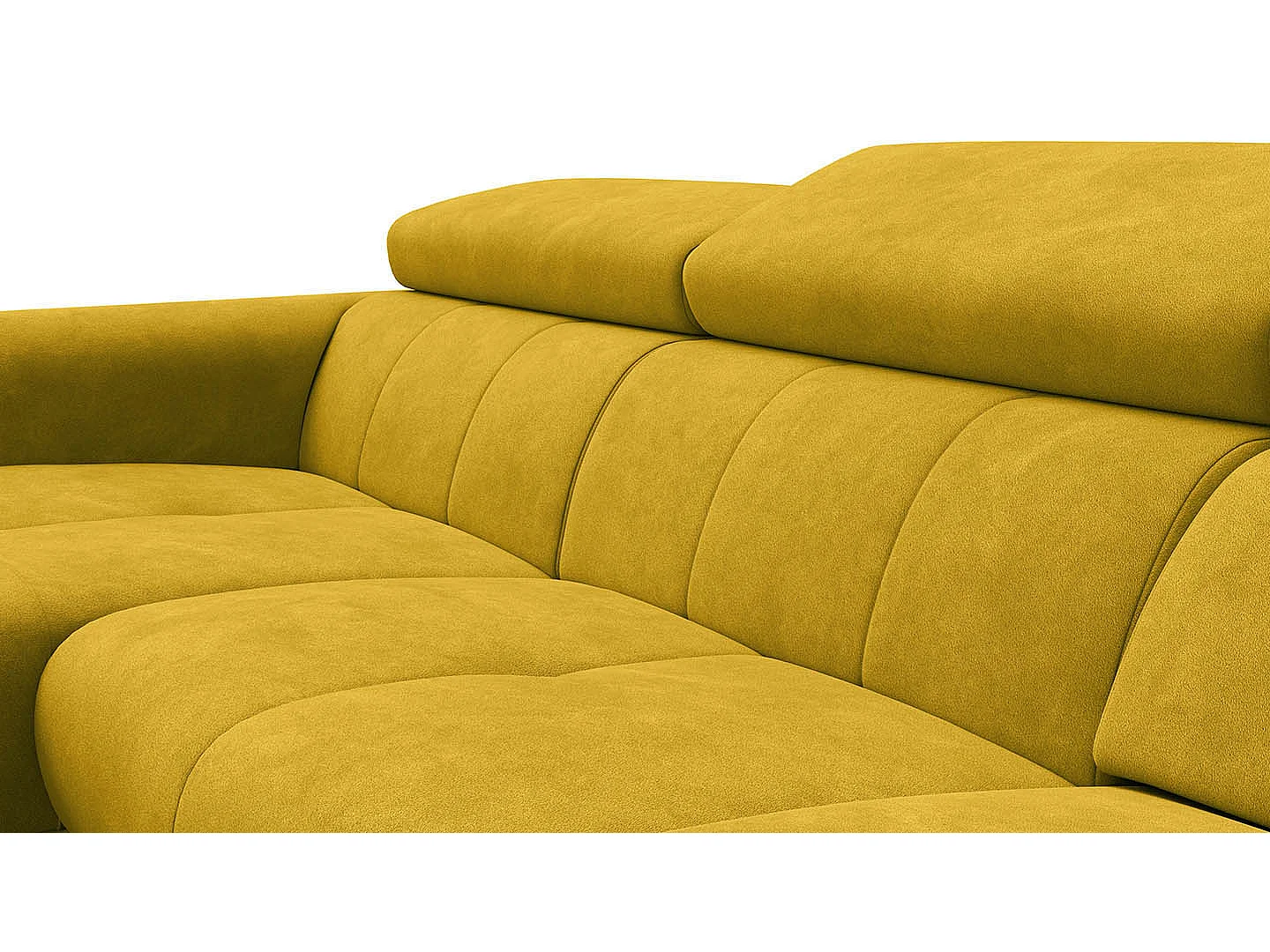 Ecksofa 4-Sitzer mit Relax RODEN, dunkegelb Veloursstoff