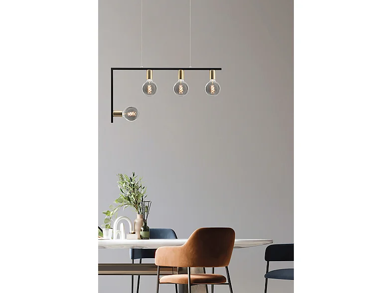 Applique Twin Wall Avec Raccordement E27 Pour Intérieur - Structure Noir Et Laiton Satiné 75W Ip20 - Design Décoratif - Groupe Rossini