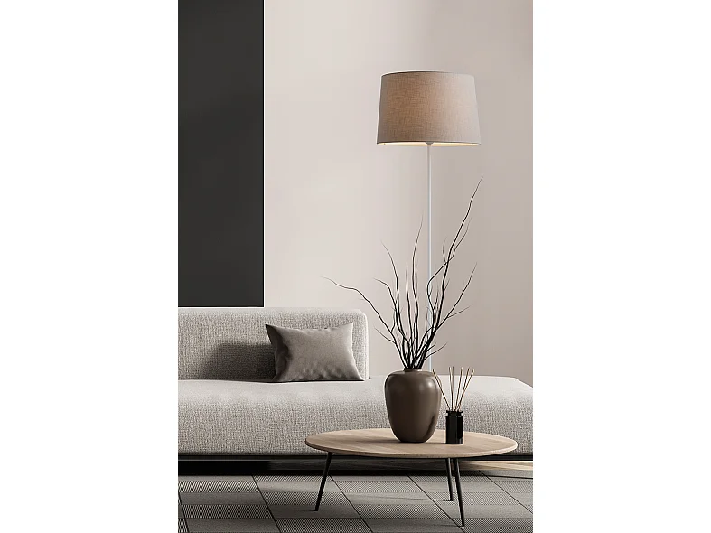 Candeeiro de parede Vivien com abajur de tecido cinza Cinzento-Claro- Conexão E27 IP20 75W - Candeeiro de parede elegante - Grupo Rossini
