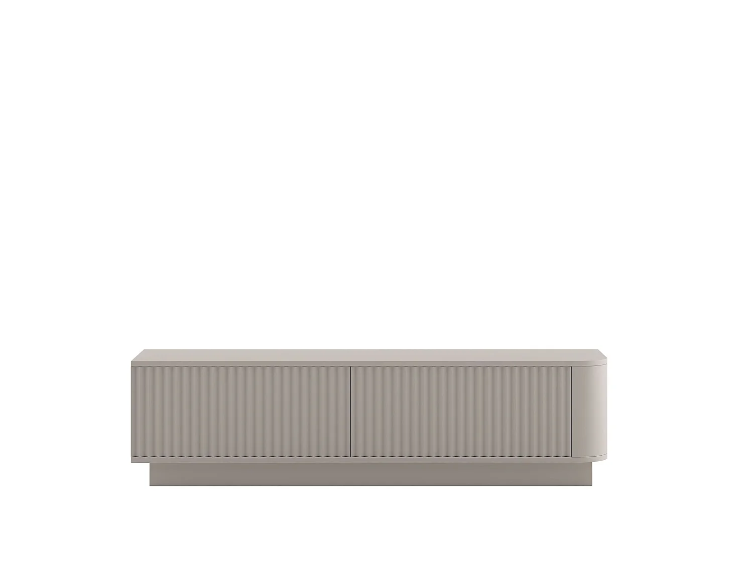 Mobile TV con 2 ante, frontali in rilievo, beige opaco, su zoccolo, 140 cm - AURORA