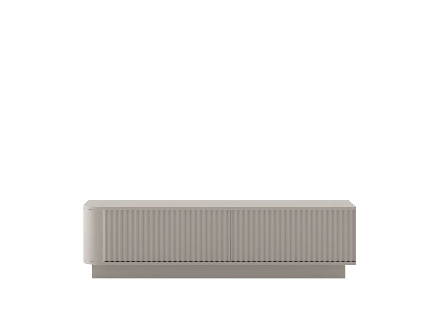 Mobile TV con 2 ante, frontali in rilievo, beige opaco, su zoccolo, 140 cm - AURORA