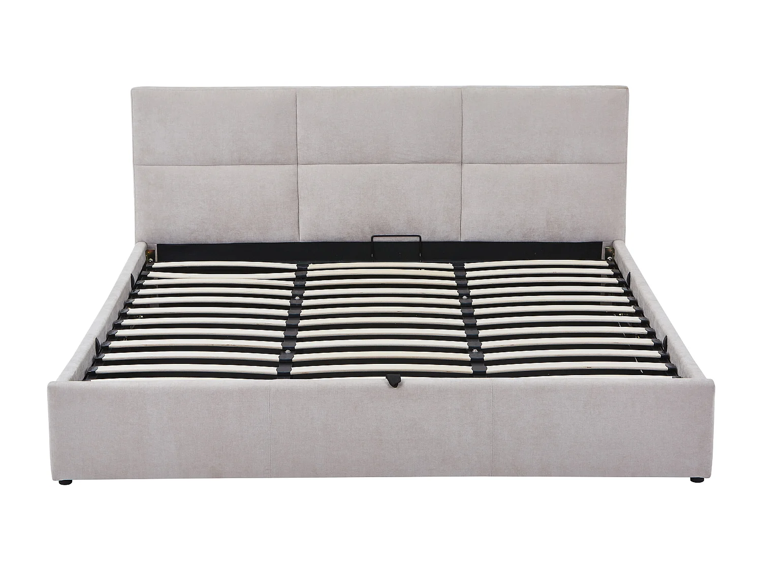 Lit coffre 180 x 200 cm - Tissu chenille - Beige + Matelas - YRENE