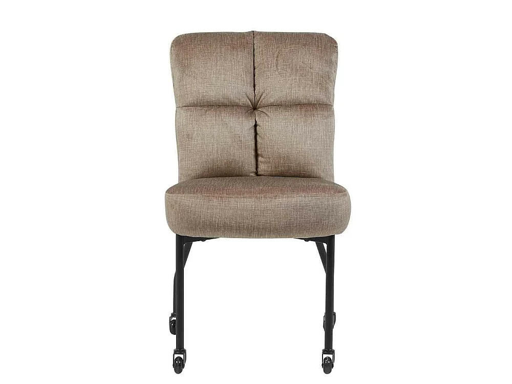 Chaise taupe tissu damier et roulettes (x2) KASO