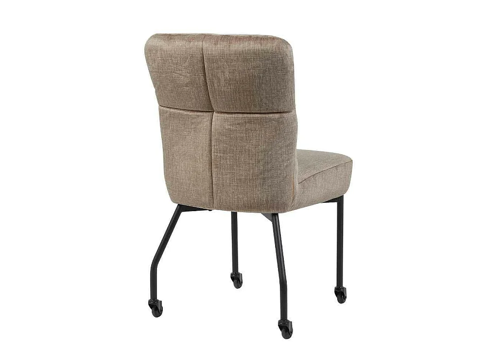 Chaise taupe tissu damier et roulettes (x2) KASO
