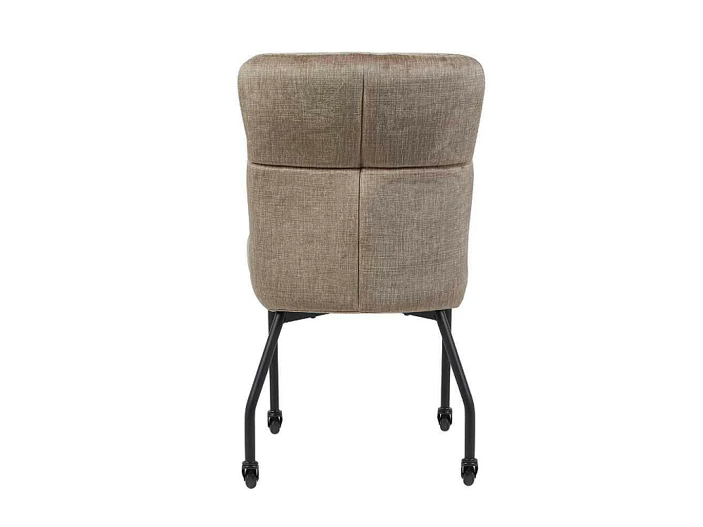 Chaise taupe tissu damier et roulettes (x2) KASO