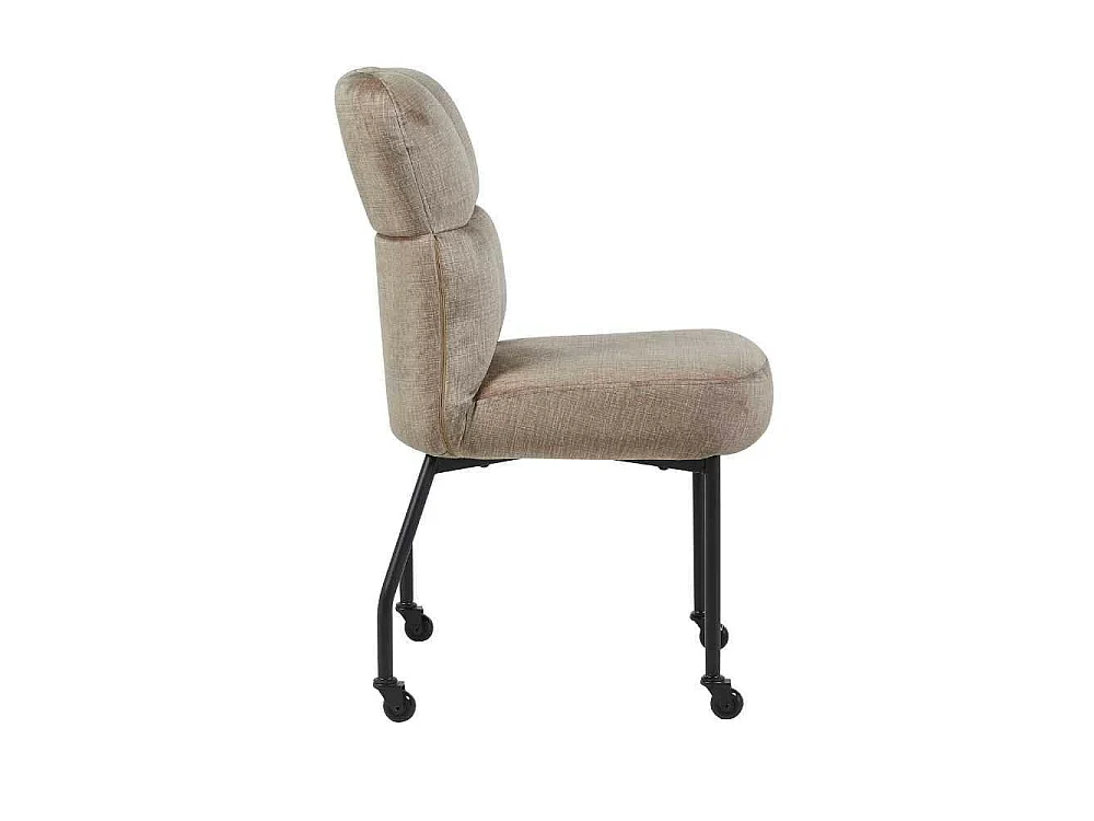 Chaise taupe tissu damier et roulettes (x2) KASO