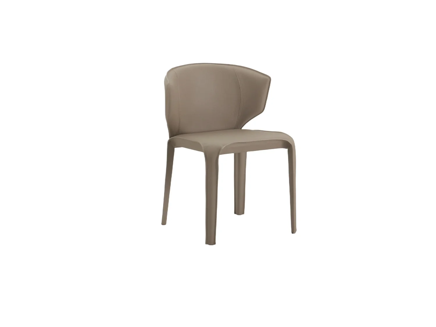 Chaise taupe en simili à dossier courbe (x2) CORTINA