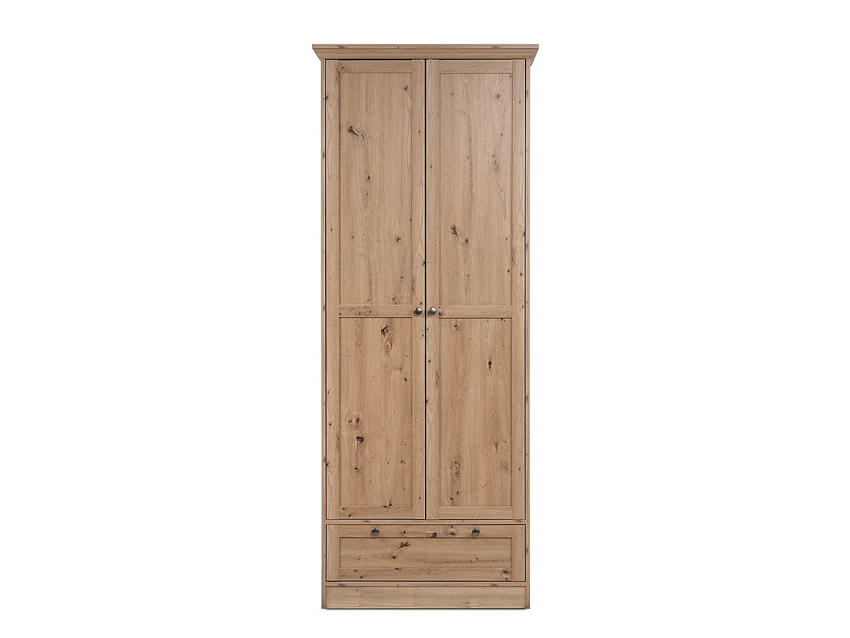 Armoire d'entrée 2 portes à cadre, 5 étagères et 1 tiroir L80 cm - TIMBER