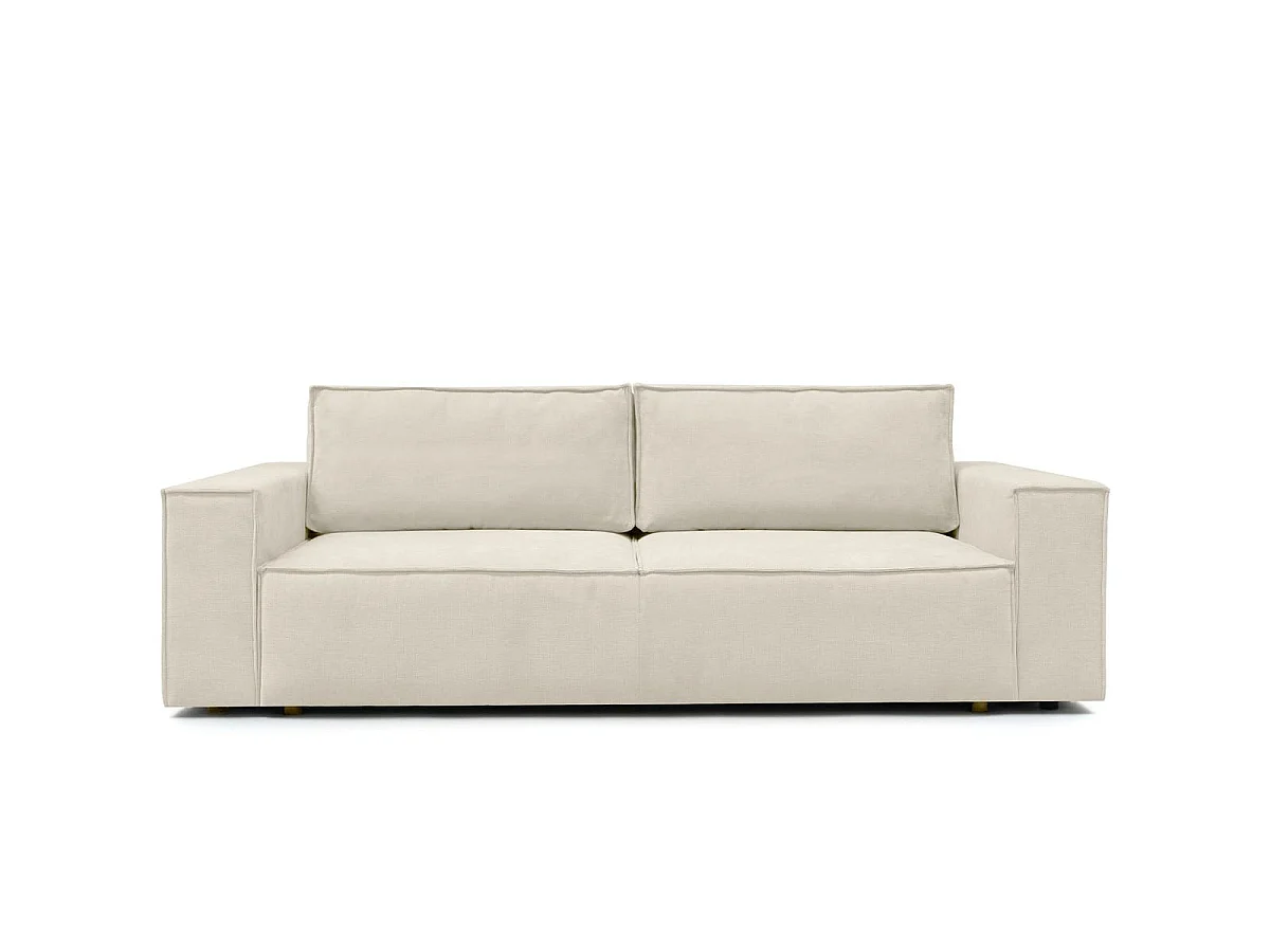 Canapé convertible 3 places avec coffre de rangement en tissu chenille beige foncé - Harper