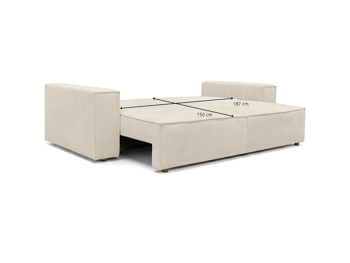 Canapé convertible 3 places avec coffre de rangement en tissu chenille beige foncé - Harper