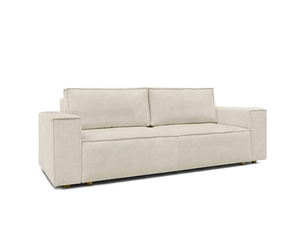 Canapé convertible 3 places avec coffre de rangement en tissu chenille beige foncé - Harper