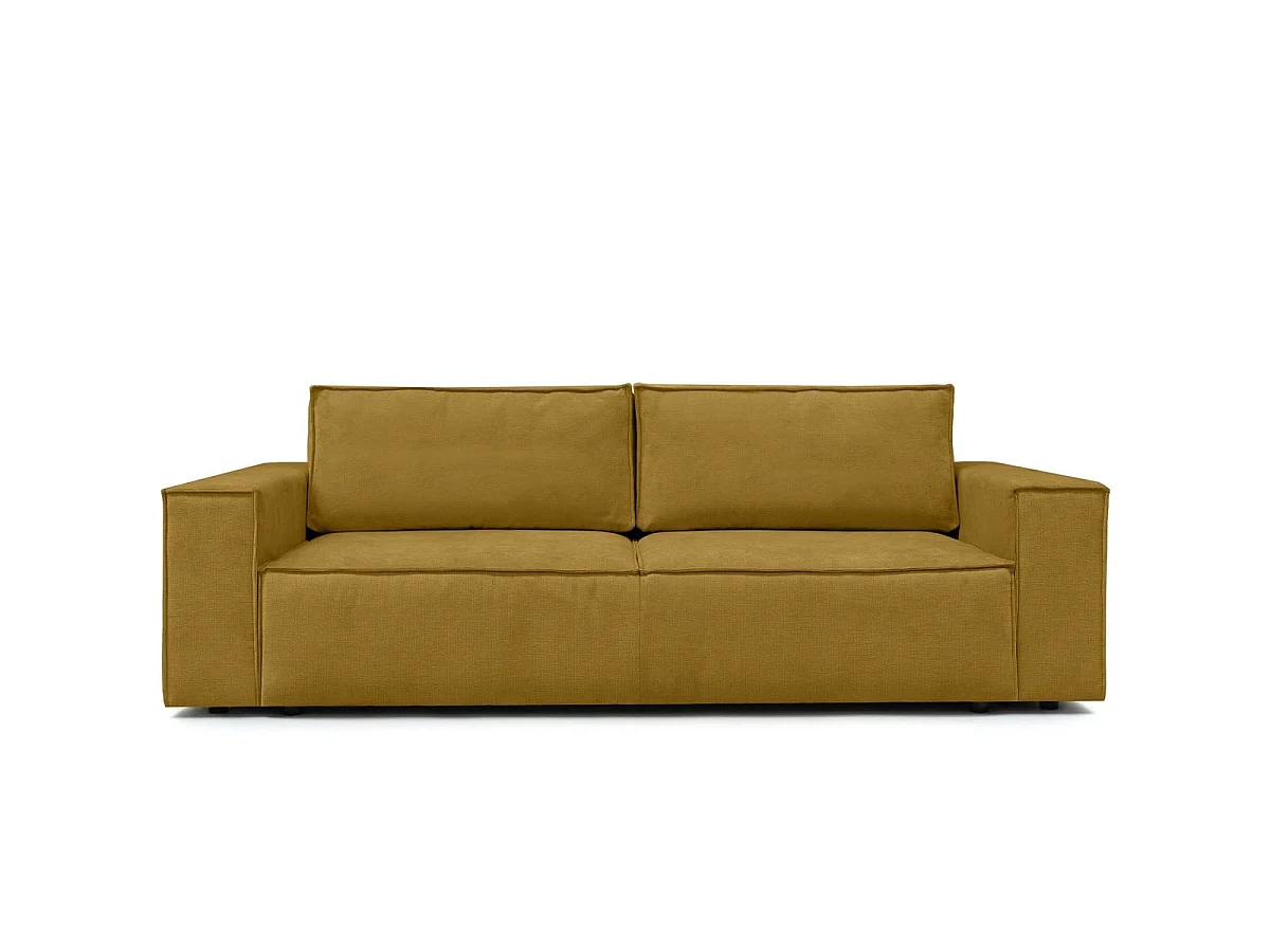 Canapé convertible 3 places avec coffre de rangement en tissu chenille bronze - Harper