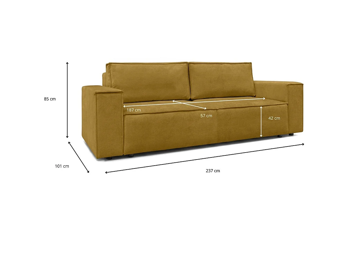 Canapé convertible 3 places avec coffre de rangement en tissu chenille bronze - Harper