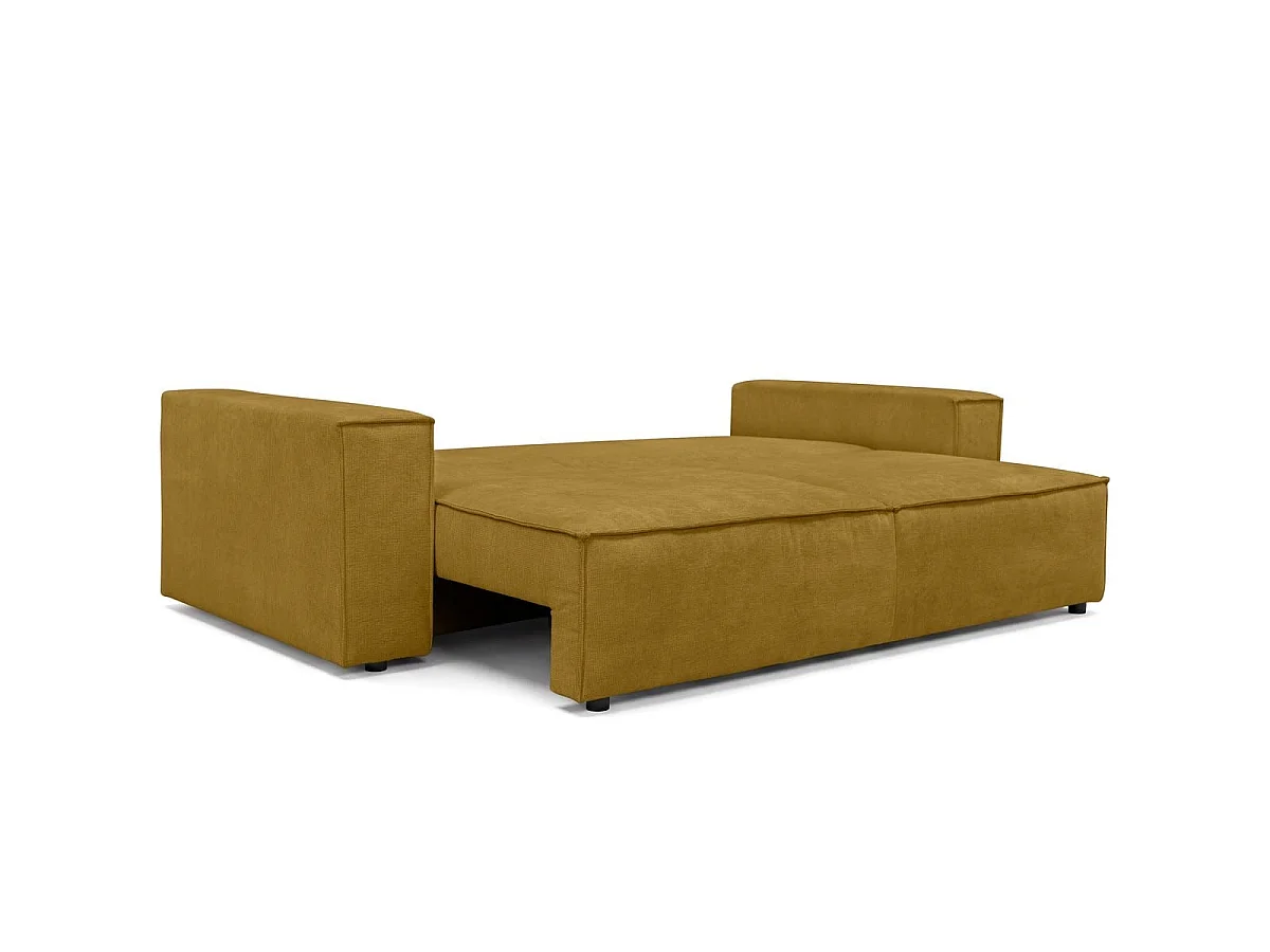 Canapé convertible 3 places avec coffre de rangement en tissu chenille bronze - Harper