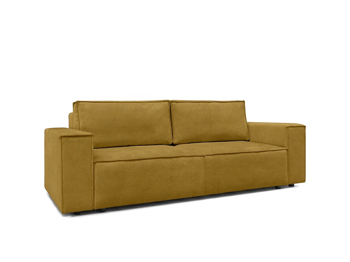 Canapé convertible 3 places avec coffre de rangement en tissu chenille bronze - Harper