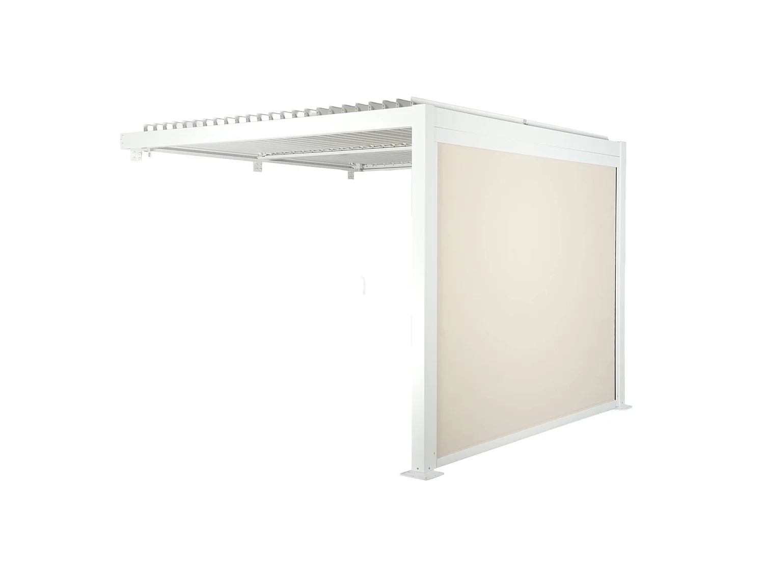 Pérgola bioclimática de aluminio adosada 3x3m + 1 toldo 3m  blanco