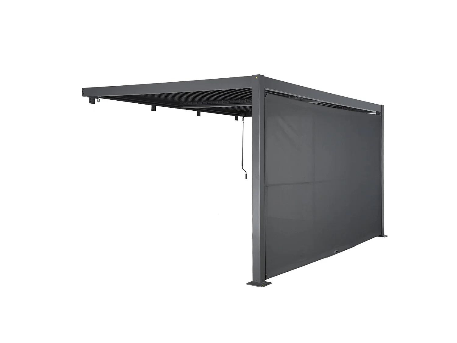 Pergola bioclimatique aluminium adossée 4x3m anthracite + 1 auvent 4m Palace