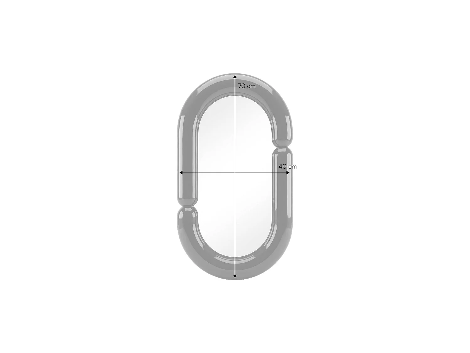 Espejo ovalado acabado brillante, 70cm plata