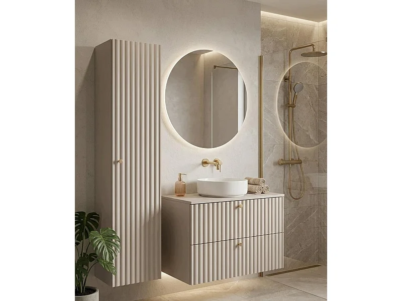 Columna de baño 136cm - Suspendido - Estriado Cachemira - Mueble de baño estrecho – RODAN