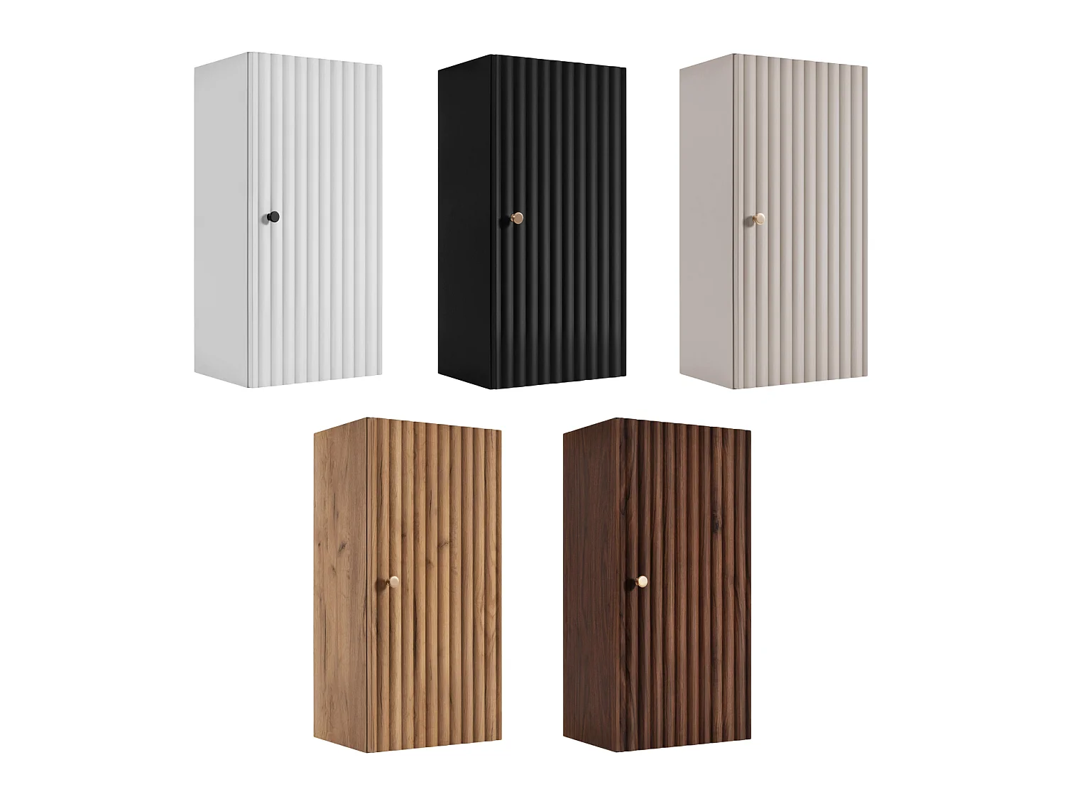 Armario colgante de baño 68cm - Estriado Nogal - Mueble de baño estrecho – RODAN