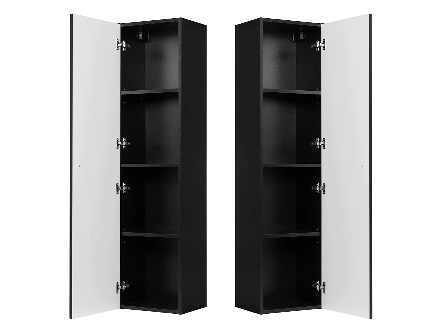 Columna de baño 136cm - Suspendido - Estriado Negro - Mueble de baño estrecho – RODAN