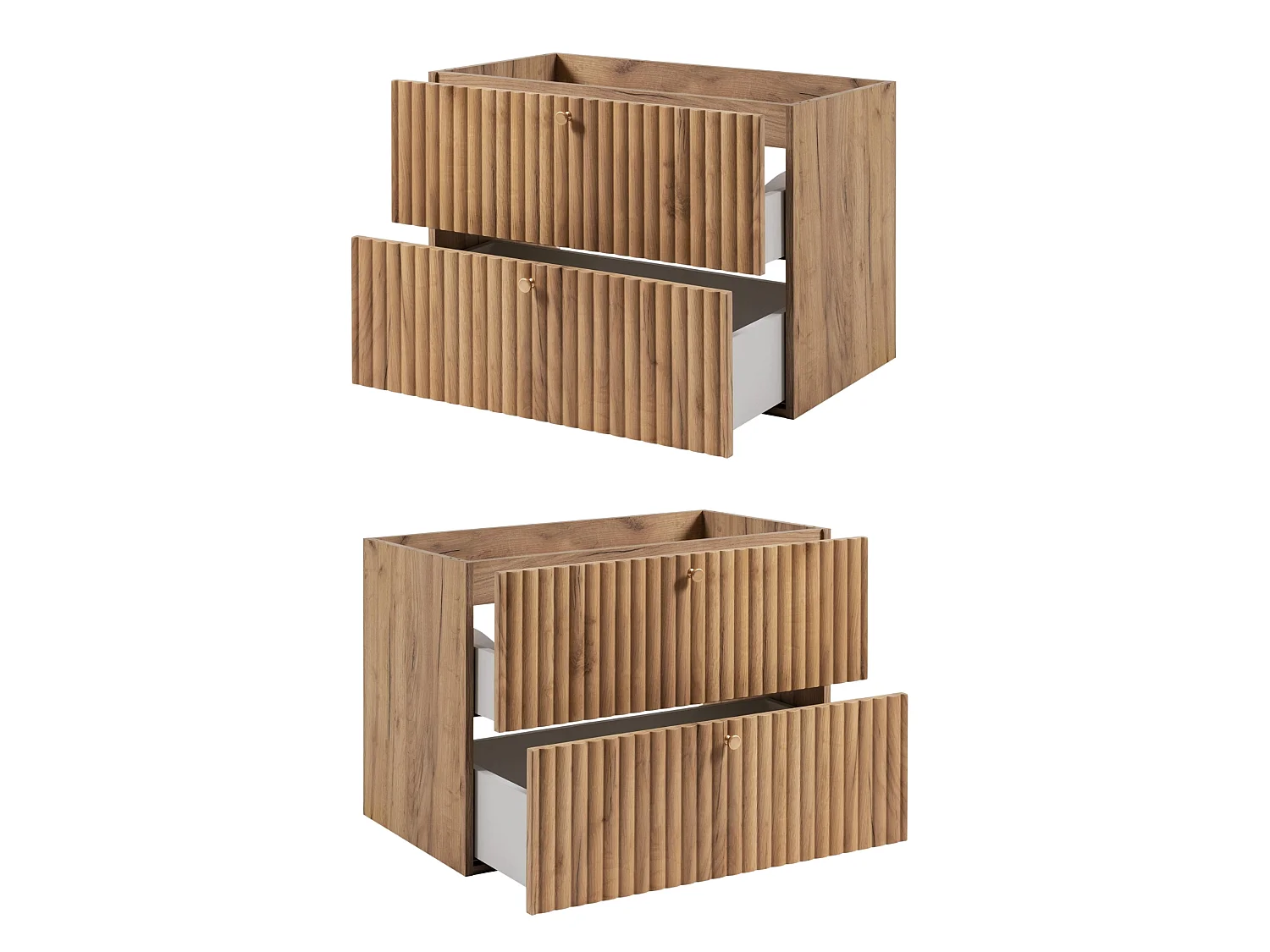 Meuble sous vasque 80cm - Suspendu - Strié Chêne - sans plan – RODAN