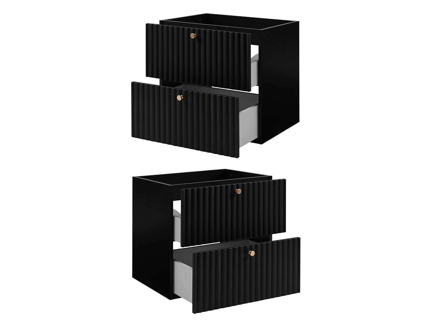 Meuble sous vasque 60cm - Suspendu - Strié Noir - sans plan – RODAN