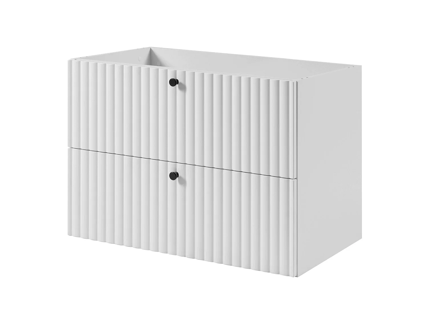 Mobile sottolavabo 80cm - Sospeso - Scanalato Bianco - senza piano – RODAN