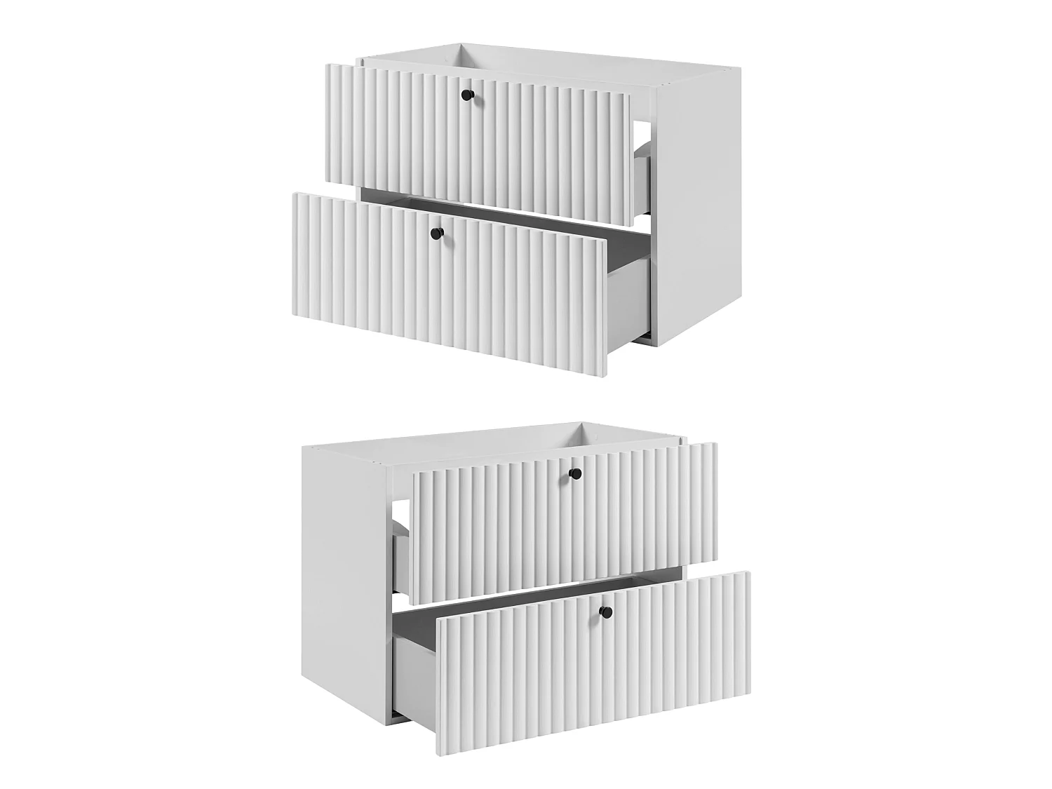 Mobile sottolavabo 80cm - Sospeso - Scanalato Bianco - senza piano – RODAN