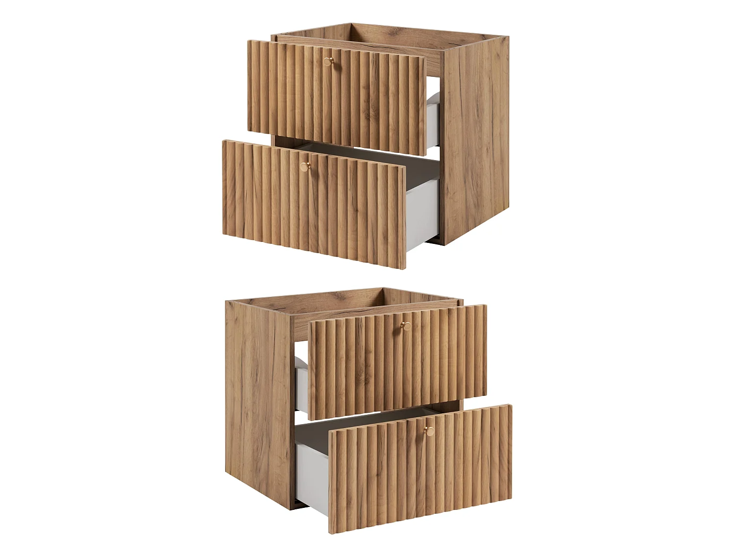 Meuble sous vasque 60cm - Suspendu - Strié Chêne - sans plan – RODAN