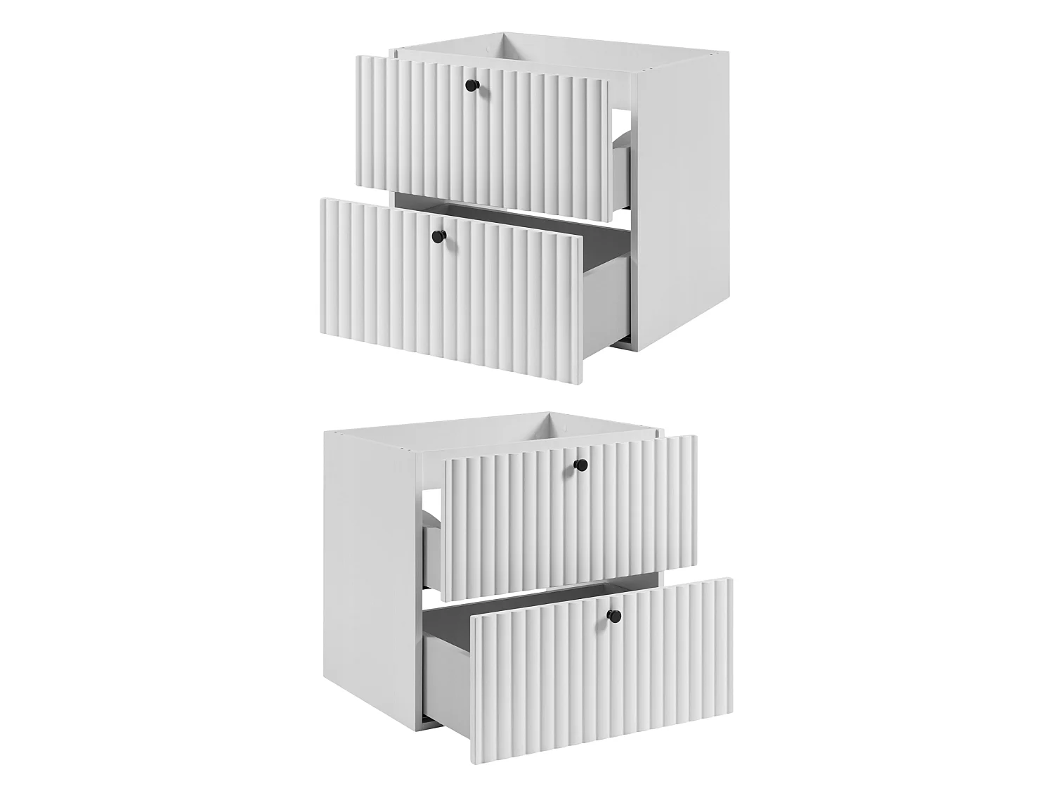 Mobile sottolavabo 60cm - Sospeso - Scanalato Bianco - senza piano – RODAN
