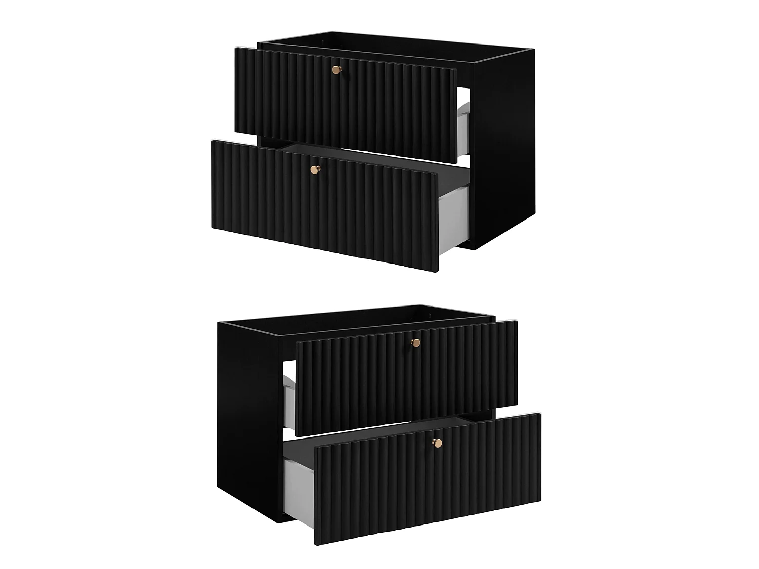 Meuble sous vasque 80cm - Suspendu - Strié Noir - sans plan – RODAN