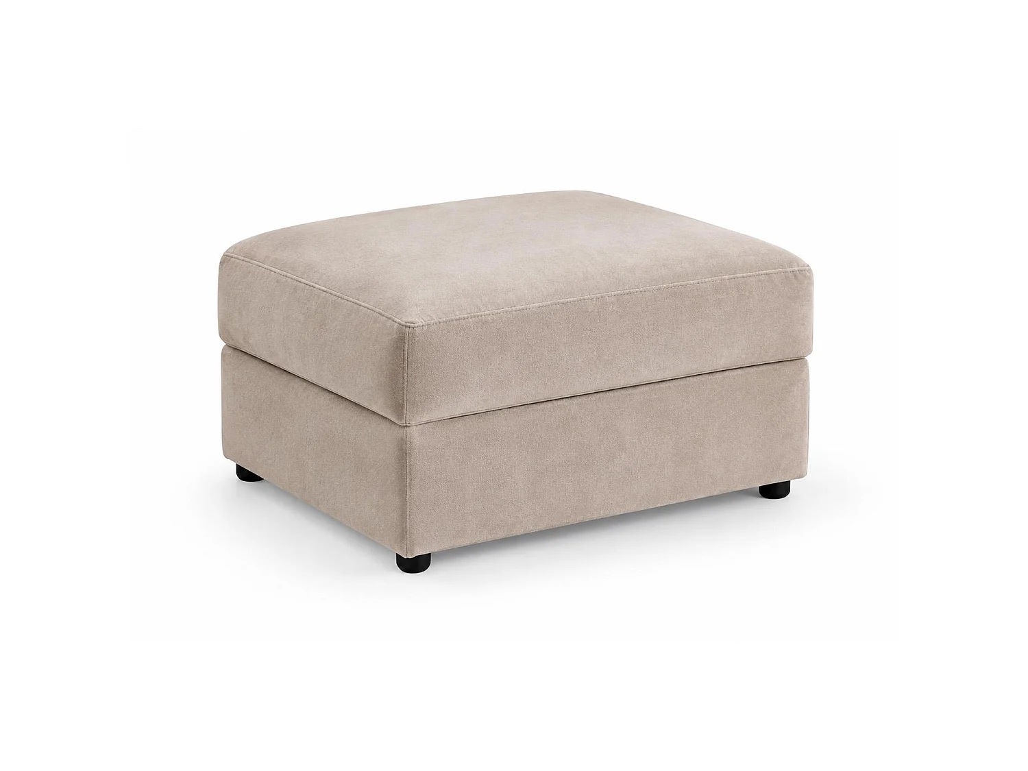 Mercer Beige Plush Velvet Footstool Padded Footrest