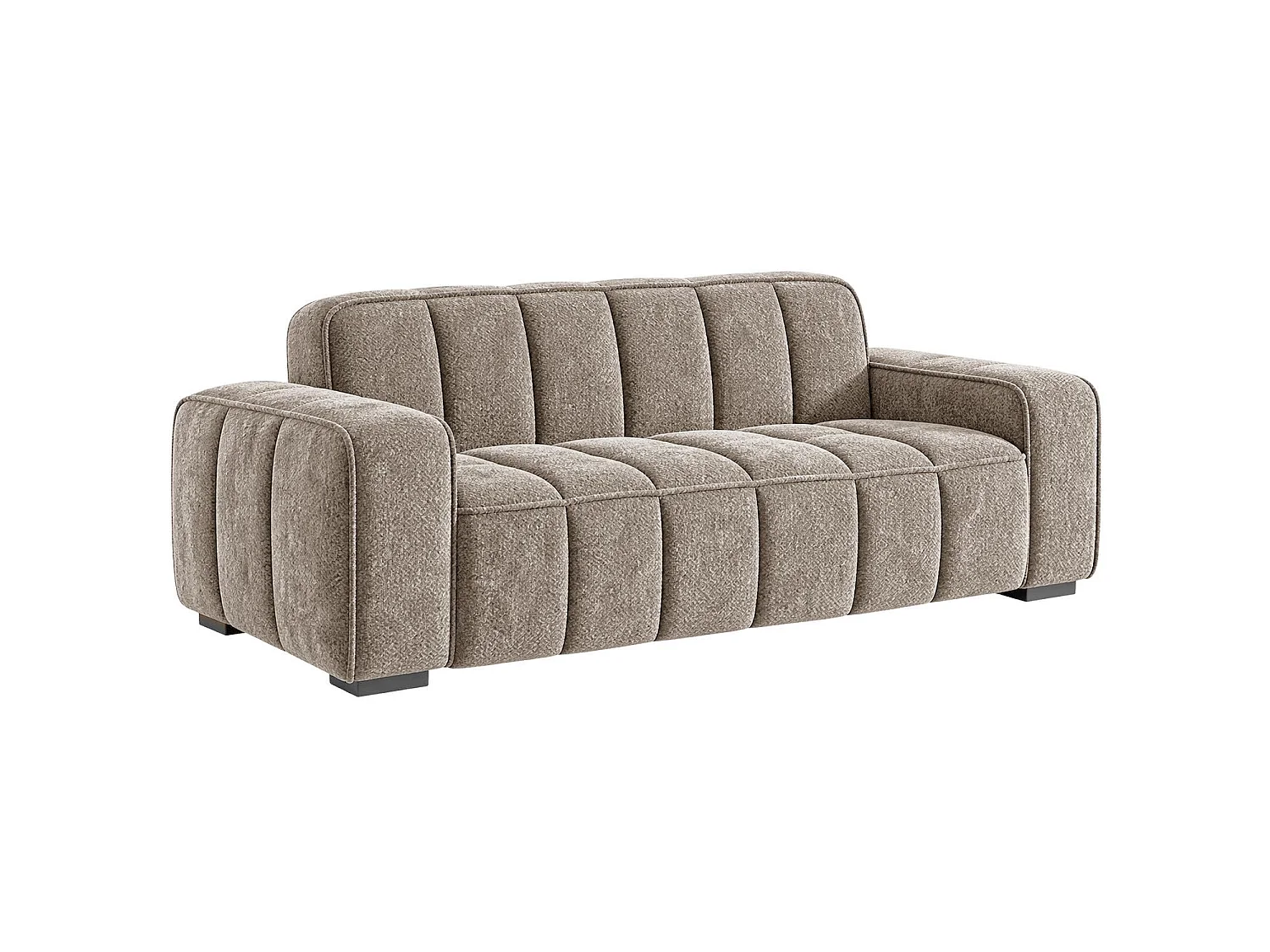 Preston Beige 3 Seater Sofa Thick Woven Fabric Chesterfield Style